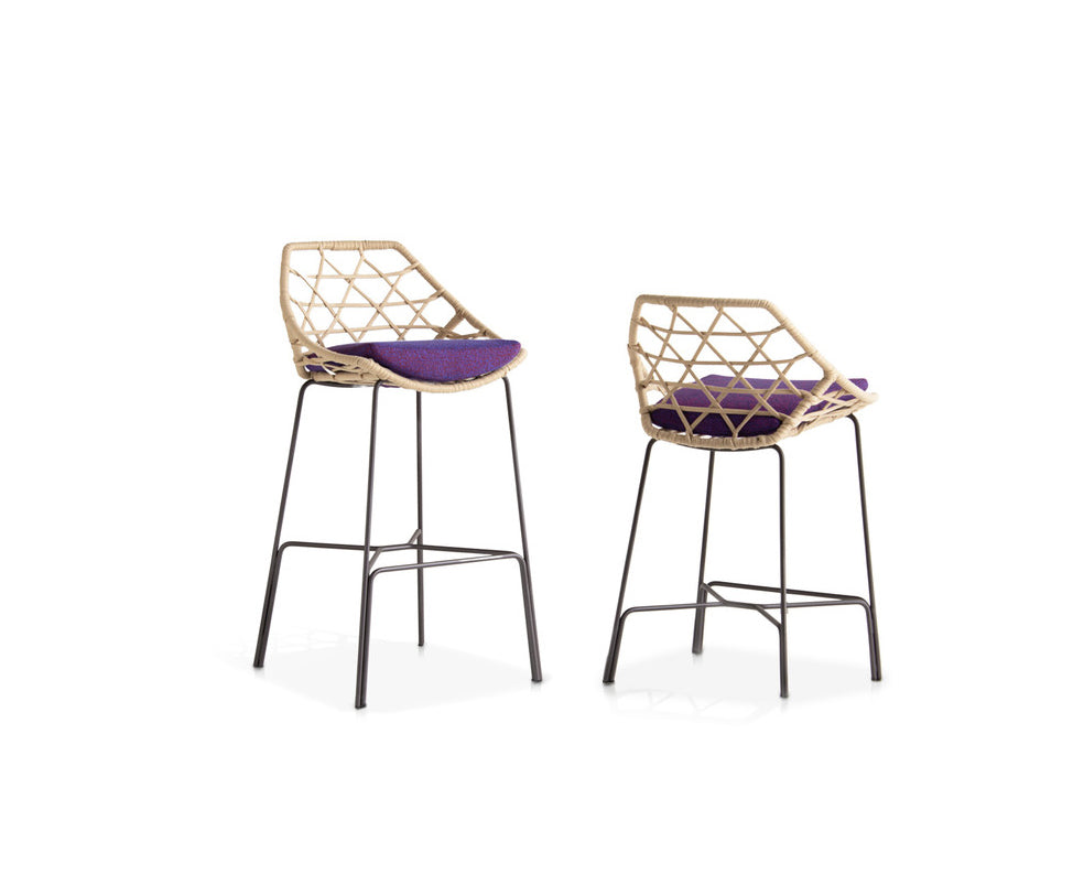 Minimalist Cut Outdoor Barstool with Steel Frame by Potocco | Casa Design Group