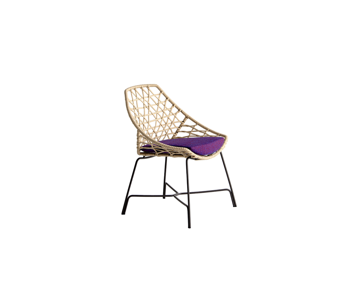 Modern Cut Outdoor Dining Side Chair with  Powder-Coated Steel Frame by Potocco | Casa Design Group