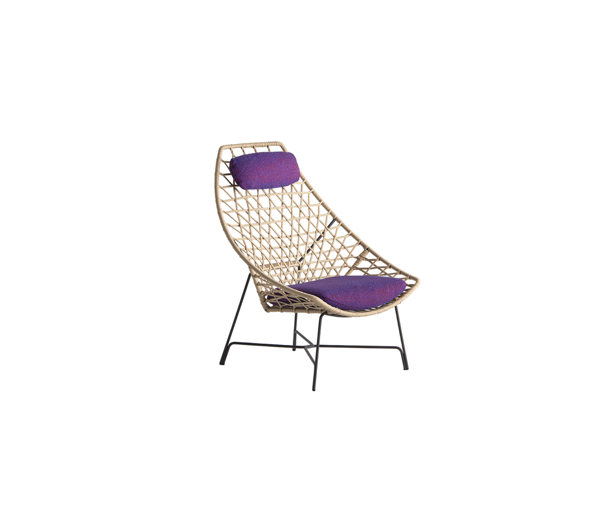 Contemporary Cut Outdoor Lounge Chair with Epoxy Steel Frame by Potocco | Casa Design Group