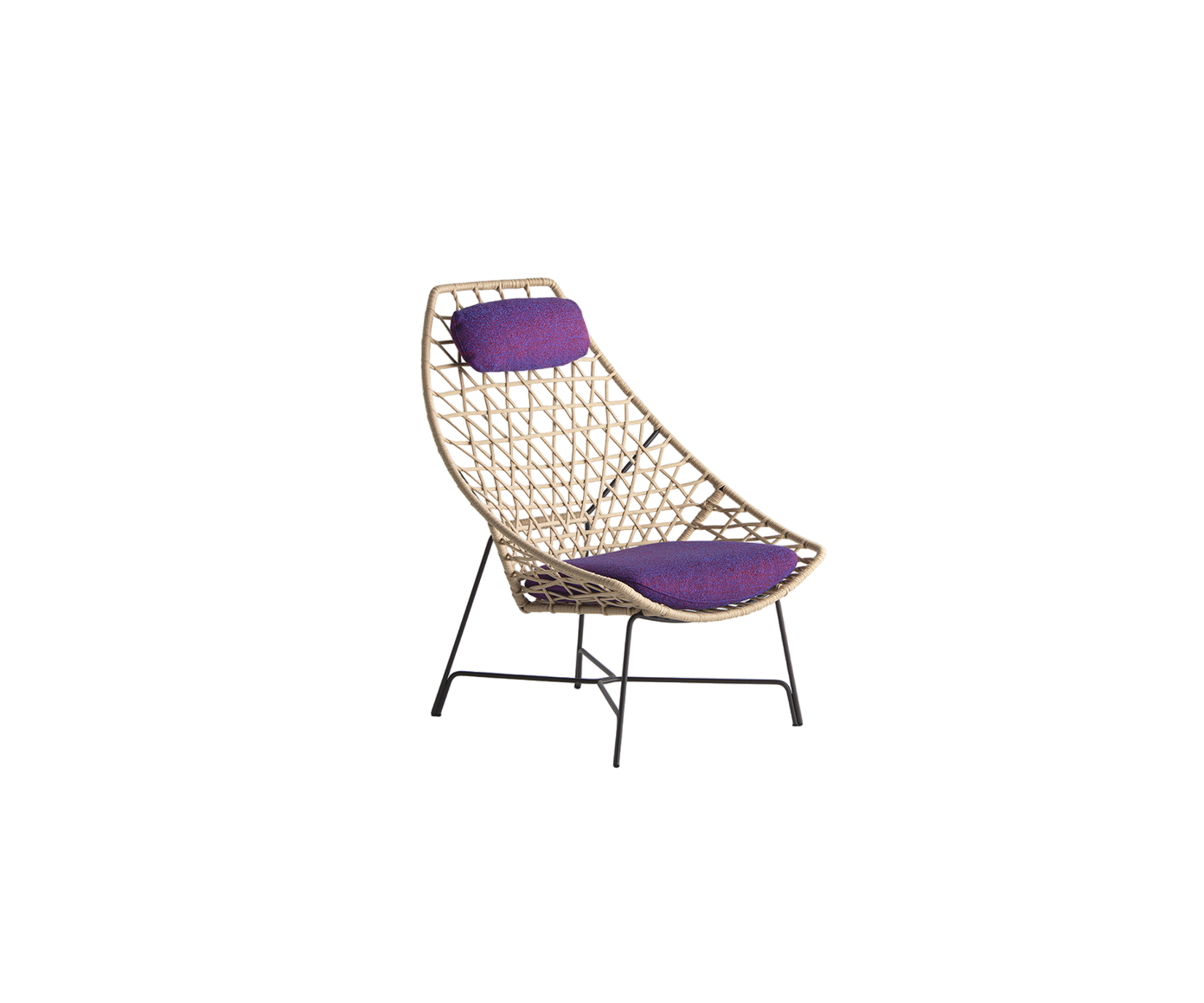 Contemporary Cut Outdoor Lounge Chair with Epoxy Steel Frame by Potocco | Casa Design Group