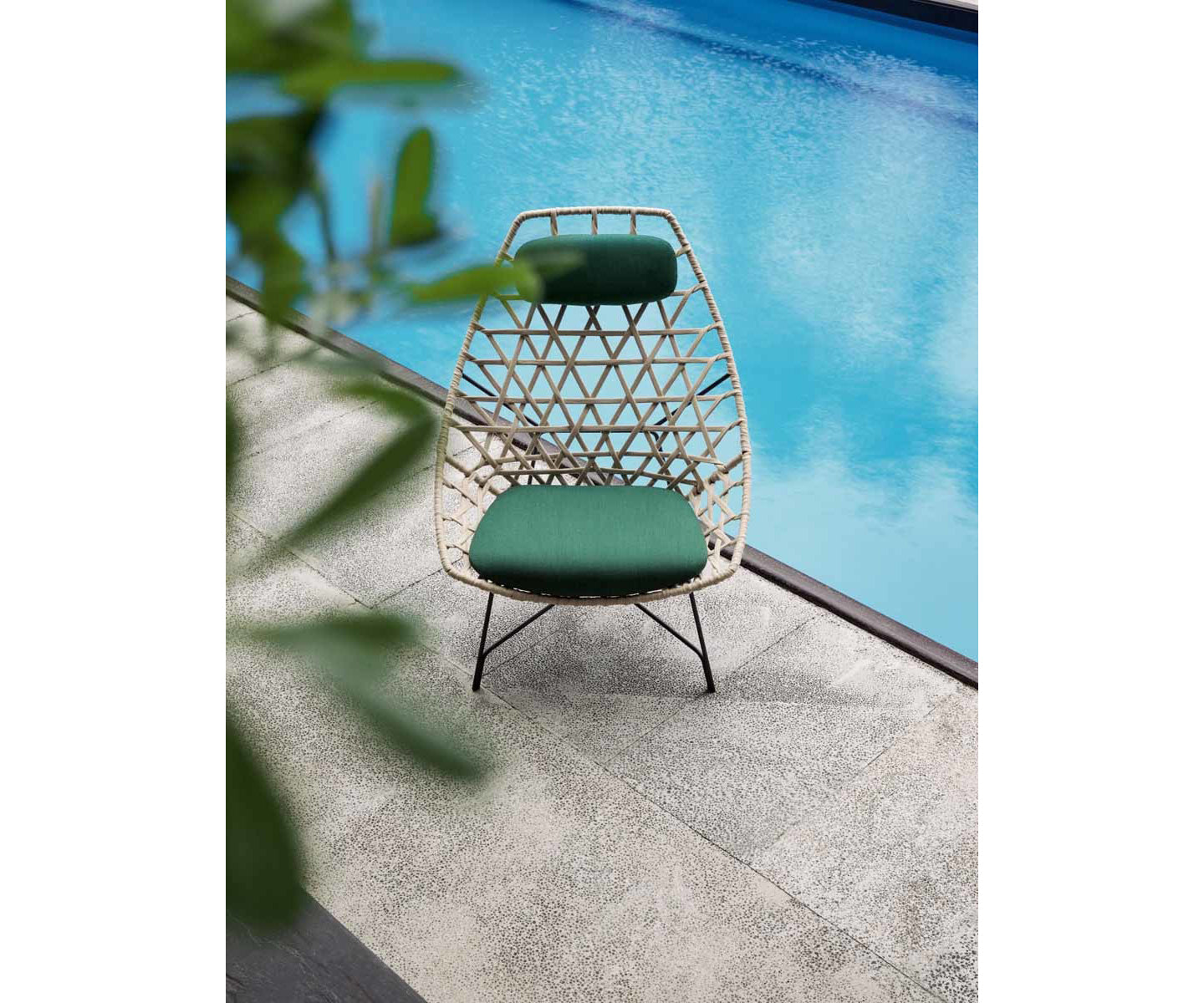 Contemporary Cut Outdoor Lounge Chair with Epoxy Steel Frame by Potocco | Casa Design Group