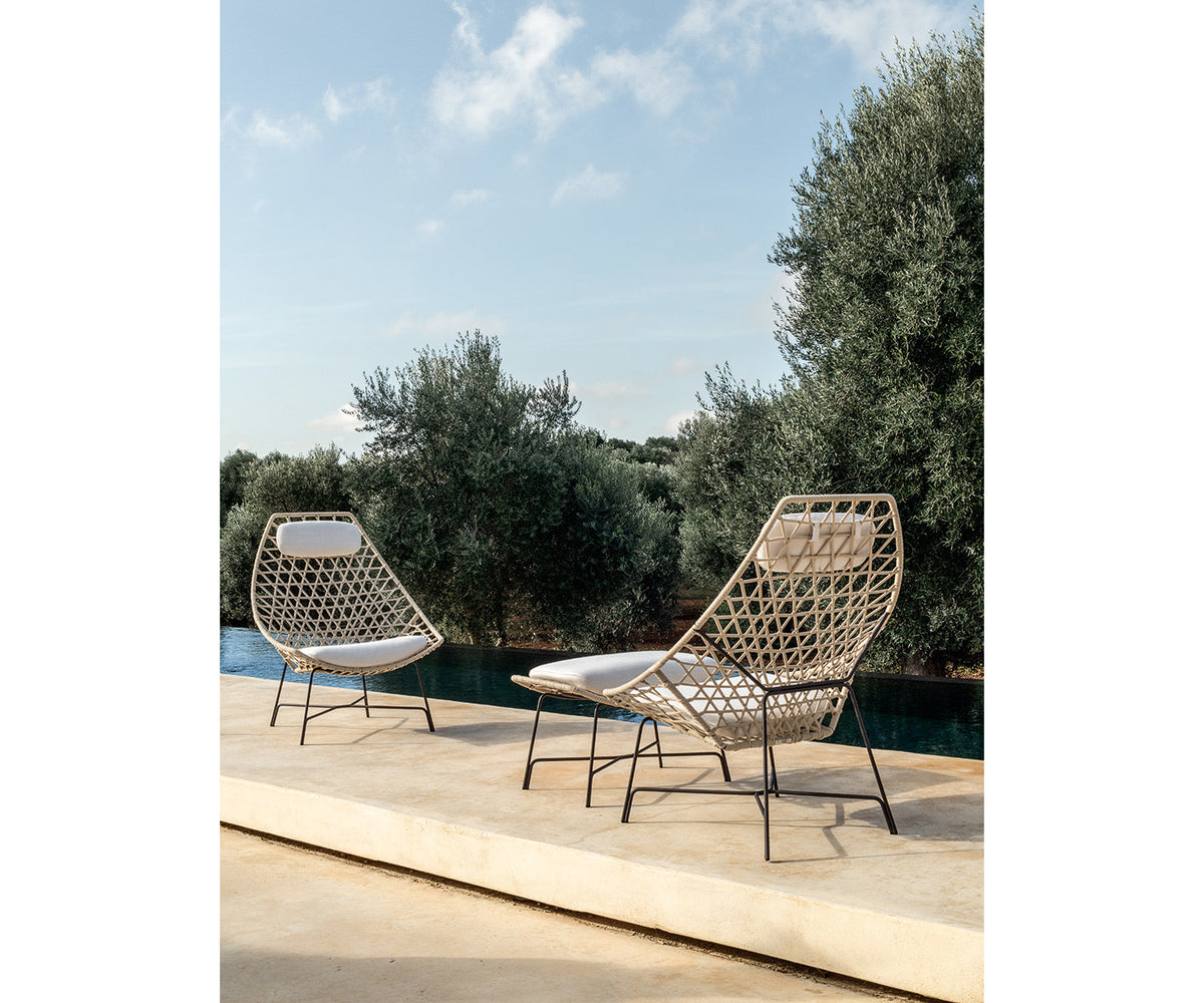 Contemporary Cut Outdoor Lounge Chair with Footrest with Epoxy Steel Frame by Potocco | Casa Design Group