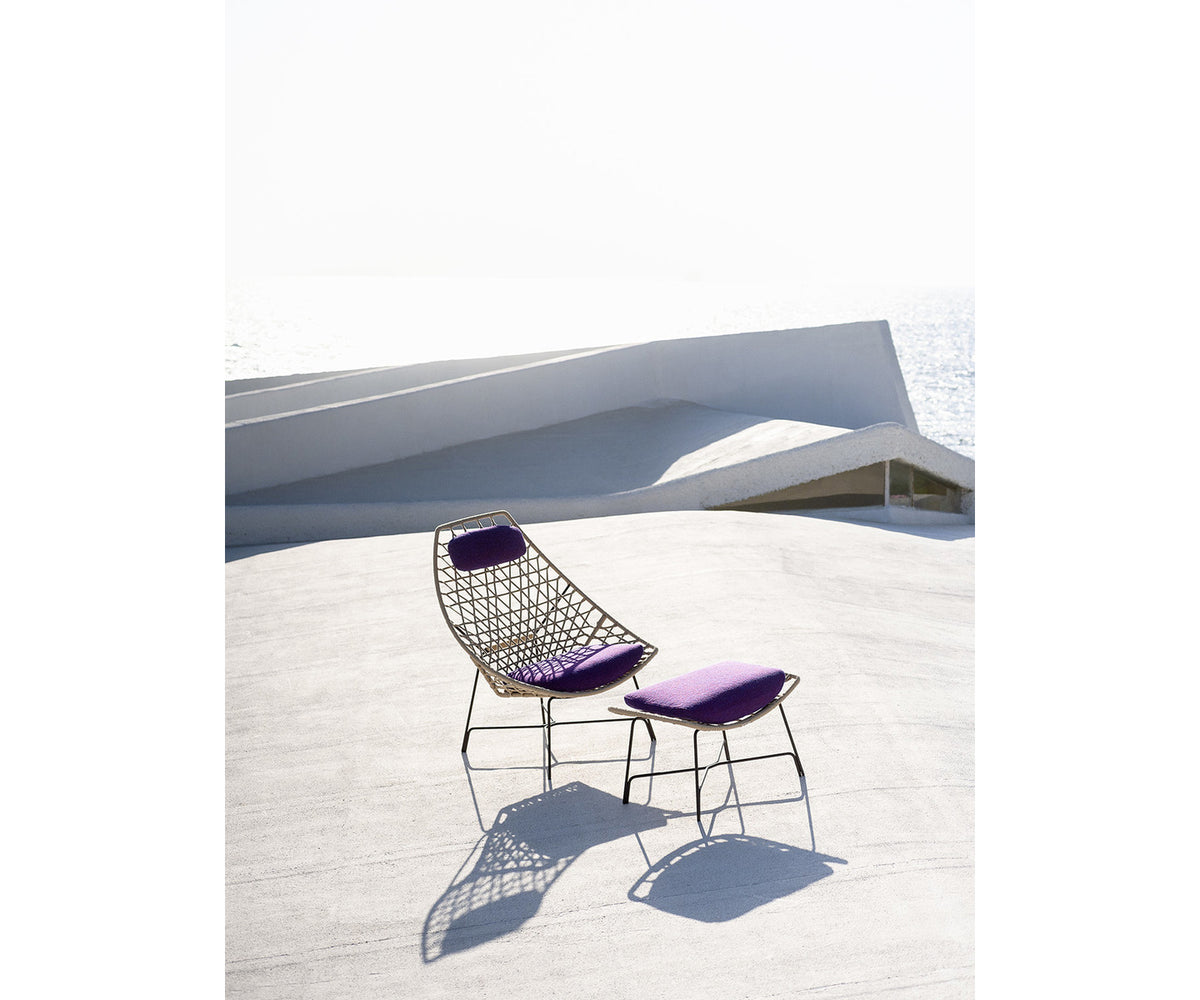 Contemporary Cut Outdoor Lounge Chair with Footrest with Epoxy Steel Frame by Potocco | Casa Design Group