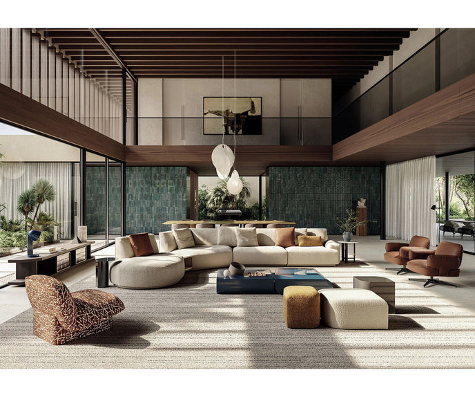 Contemporary Dafne lounge chair by Frigerio with sculptural upholstered design