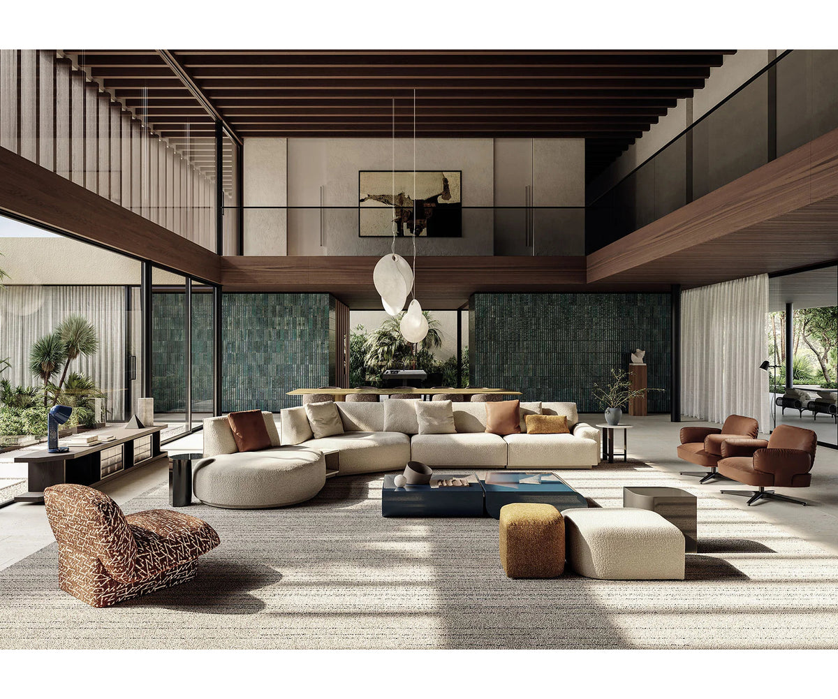 Contemporary Dafne lounge chair by Frigerio with sculptural upholstered design