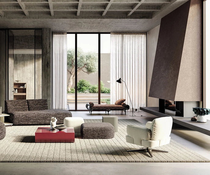 Contemporary Dafne lounge chair by Frigerio with sculptural upholstered design