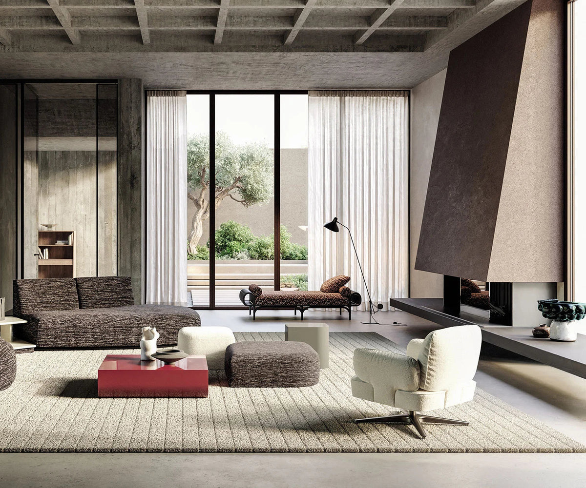 Contemporary Dafne lounge chair by Frigerio with sculptural upholstered design