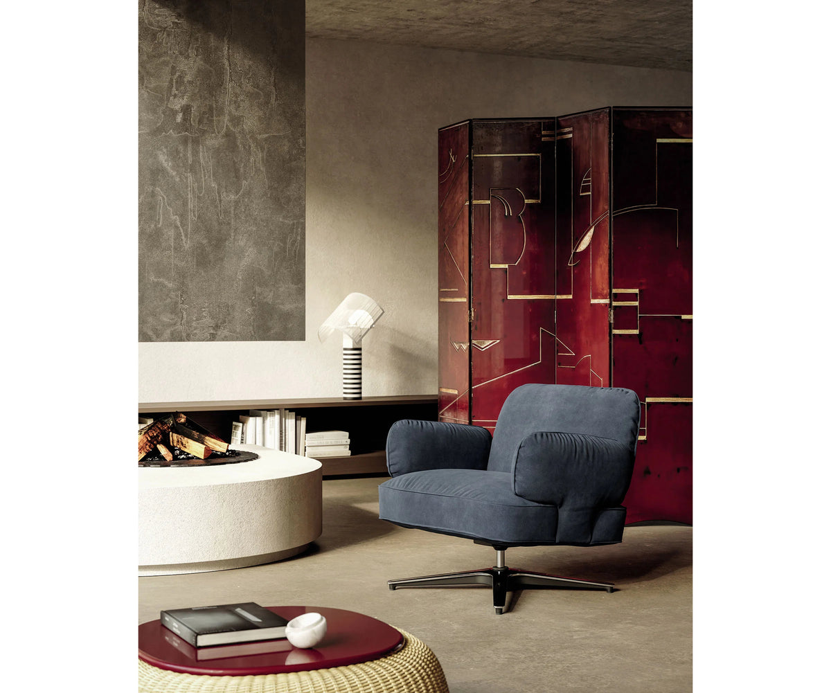 Contemporary Dafne lounge chair by Frigerio with sculptural upholstered design