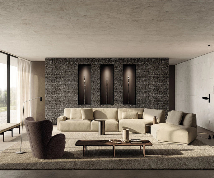 Contemporary modular Dao Soft sofa by Frigerio with elegant upholstered seating