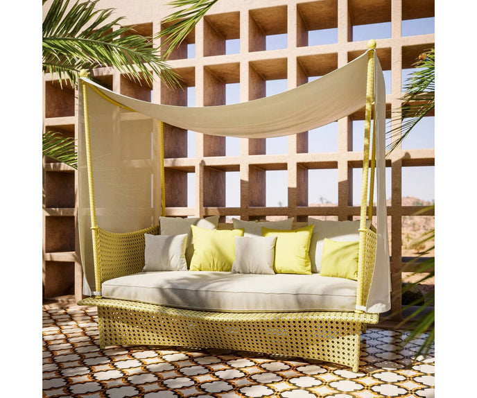 Luxury Daydream Daybed by Dedon | Richard Frinier Design with Cane Weave and Citrine Upholstery | Casa Design Group