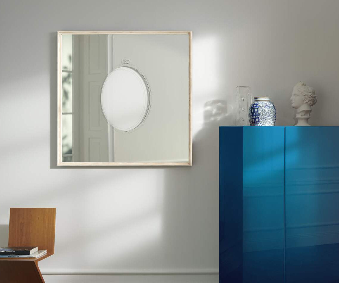 Contemporary Cassina Deadline Mirror with Ash Frame and Graphic Reflections Casa Design Group