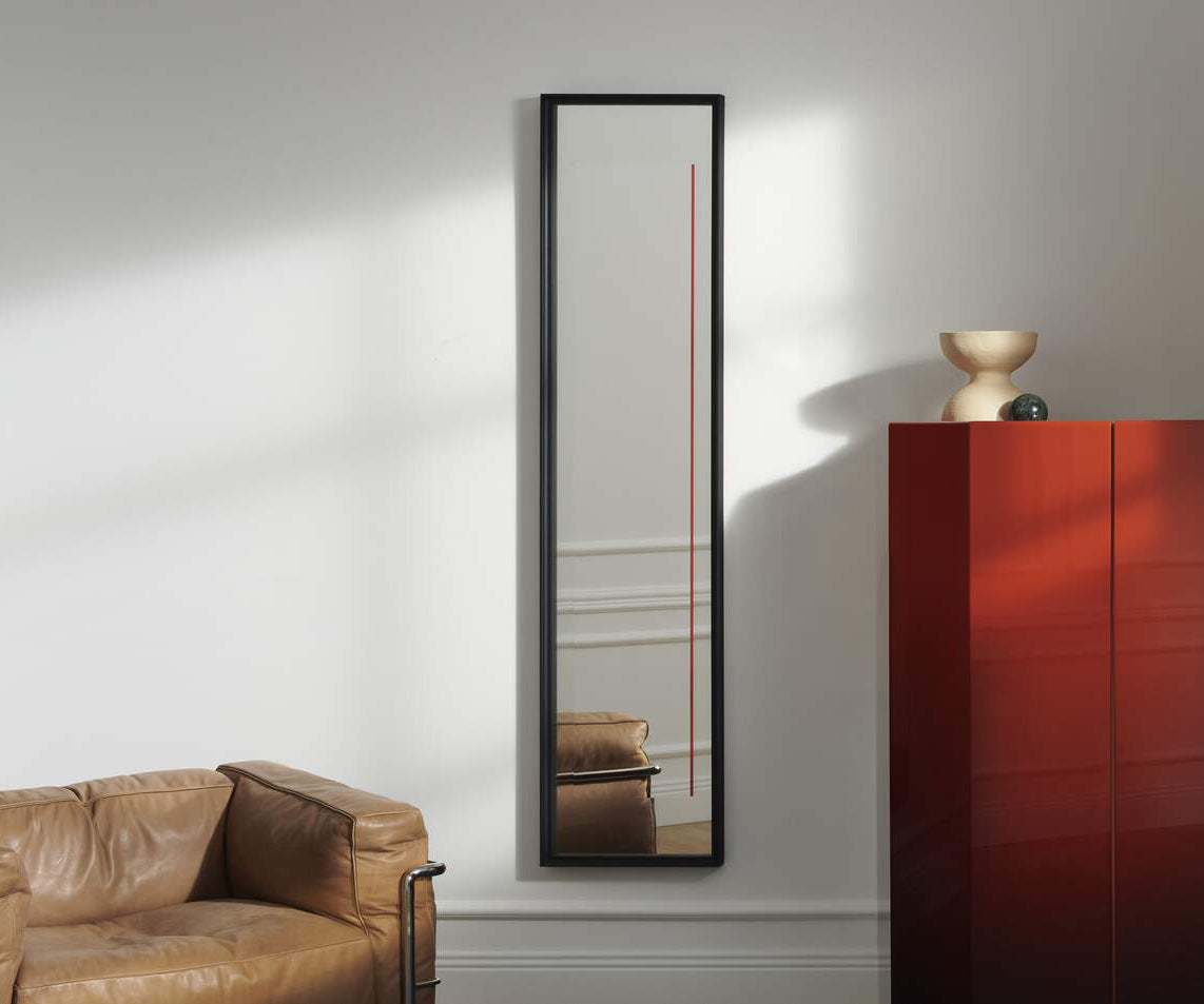 Contemporary Cassina Deadline Mirror with Ash Frame and Graphic Reflections Casa Design Group
