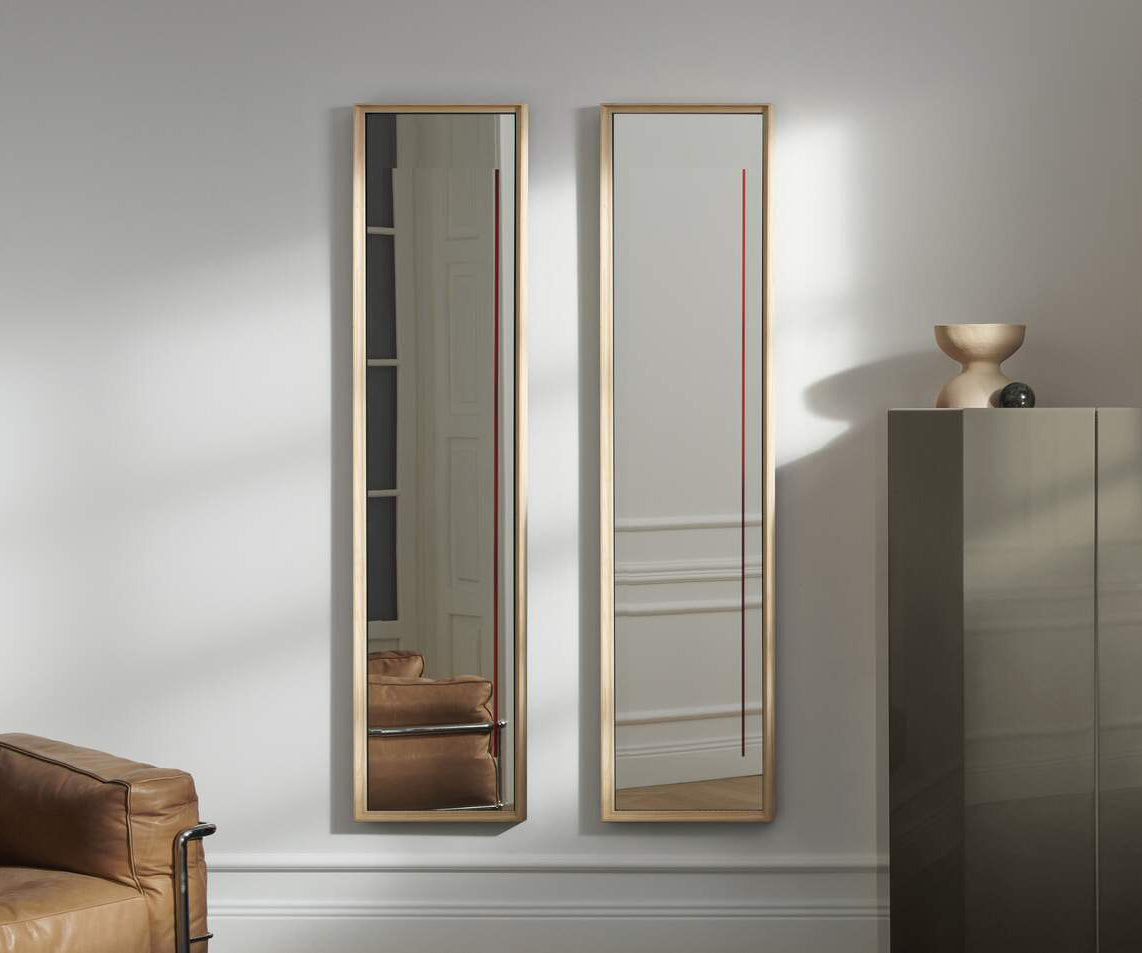 Contemporary Cassina Deadline Mirror with Ash Frame and Graphic Reflections Casa Design Group