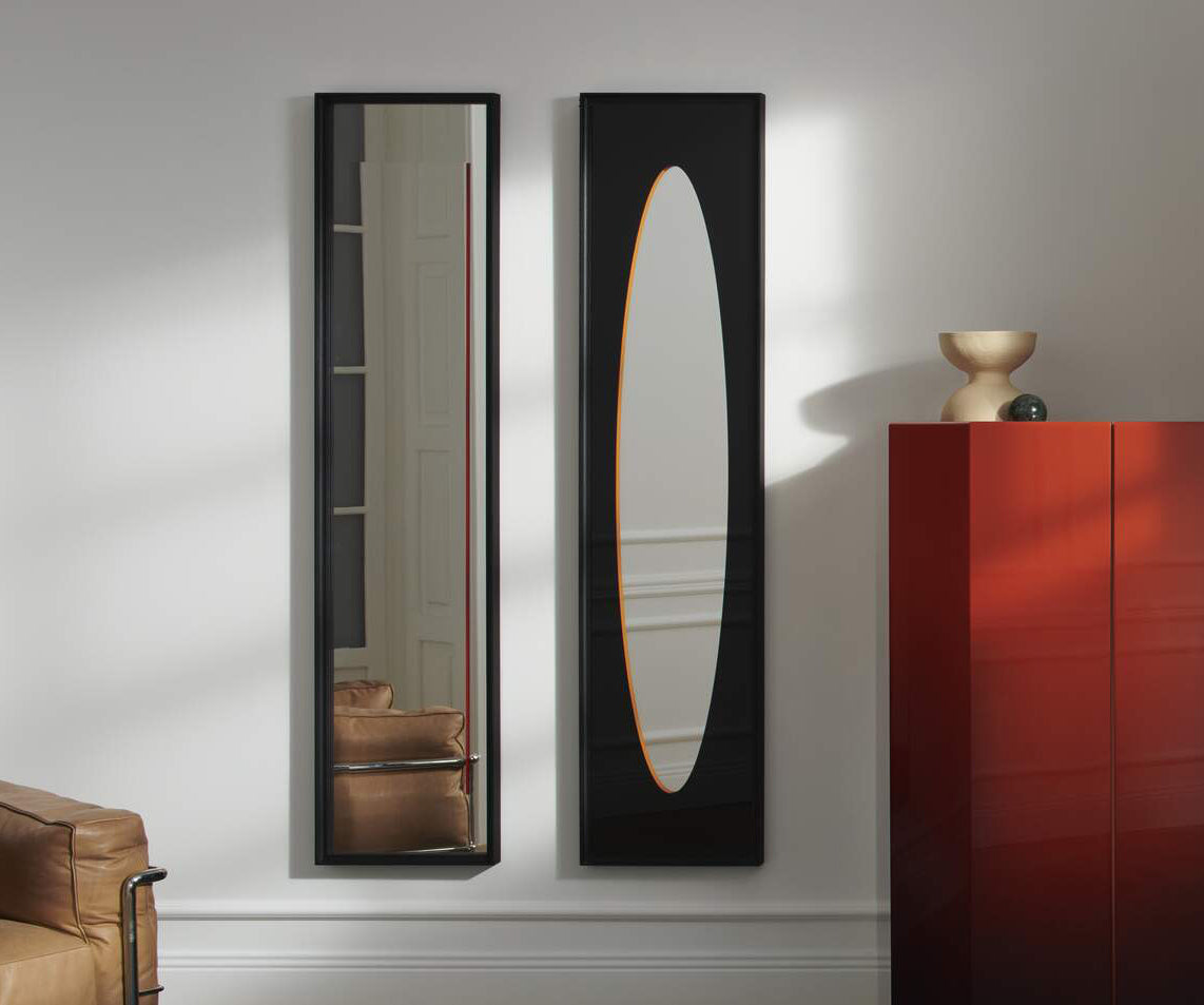 Contemporary Cassina Deadline Mirror with Ash Frame and Graphic Reflections Casa Design Group