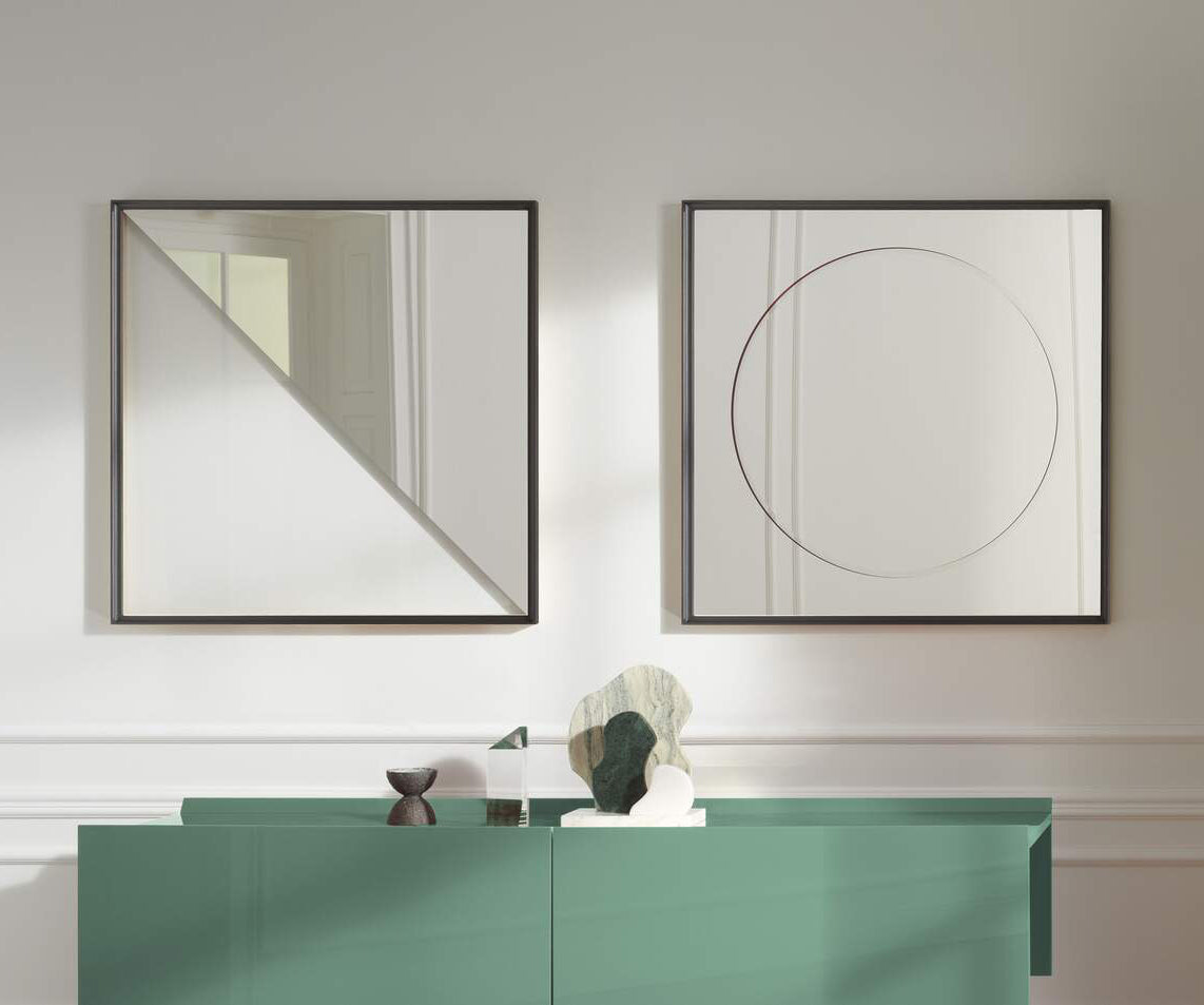 Contemporary Cassina Deadline Mirror with Ash Frame and Graphic Reflections Casa Design Group