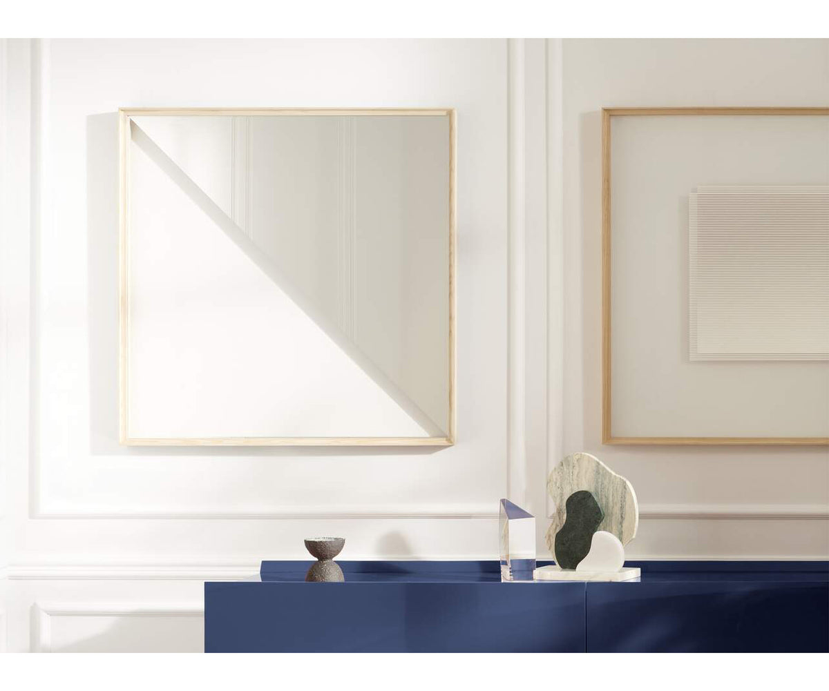 Contemporary Cassina Deadline Mirror with Ash Frame and Graphic Reflections Casa Design Group