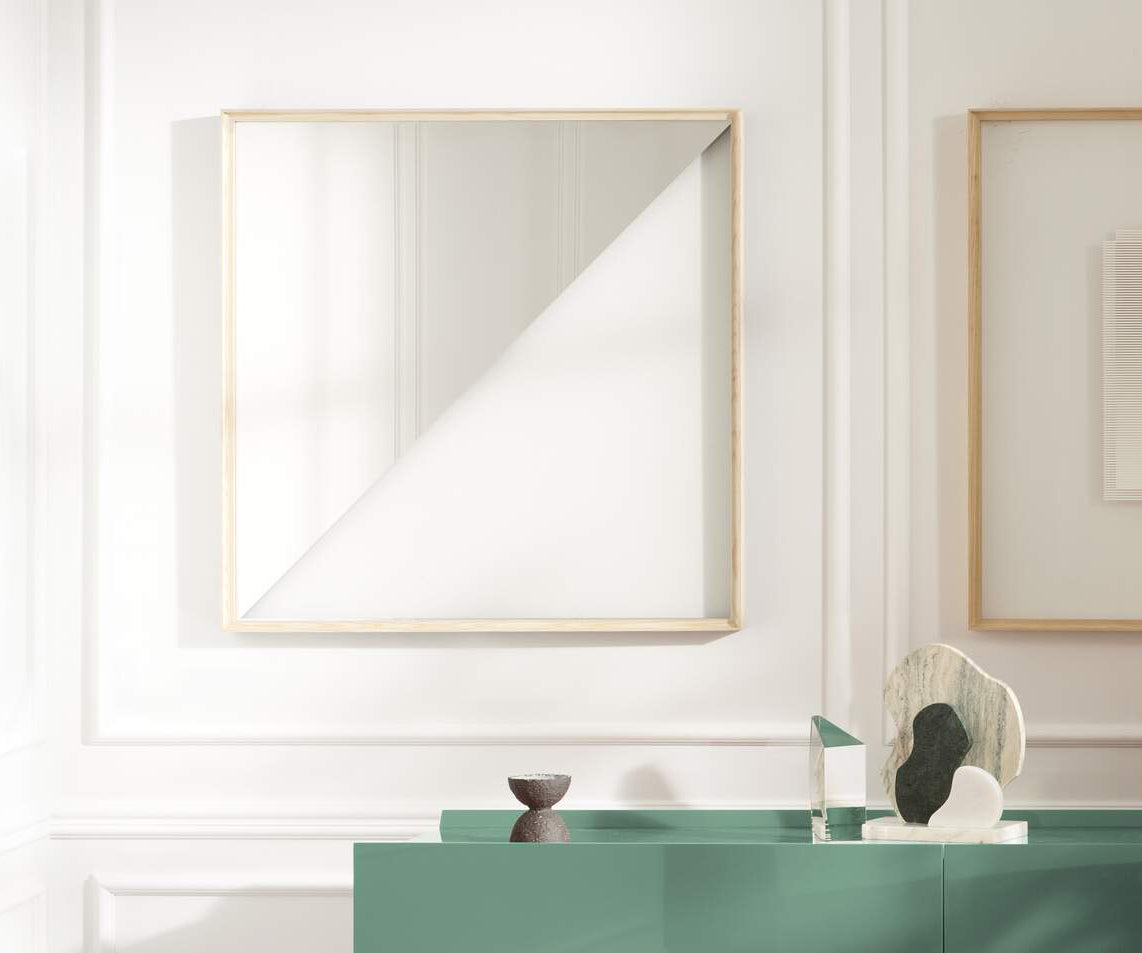 Contemporary Cassina Deadline Mirror with Ash Frame and Graphic Reflections Casa Design Group