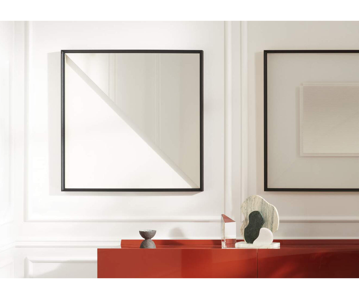 Contemporary Cassina Deadline Mirror with Ash Frame and Graphic Reflections Casa Design Group