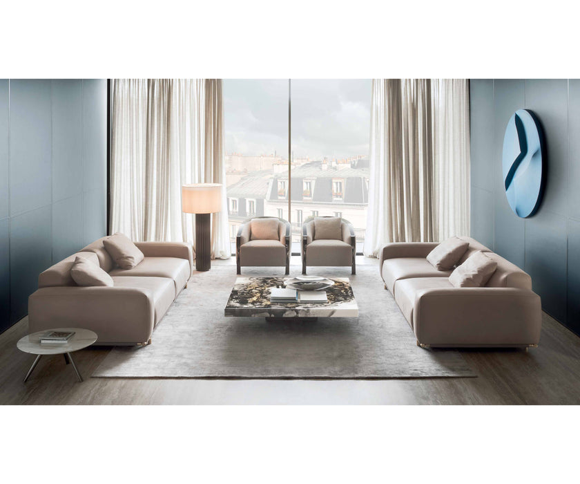 Decoro decorative coffee table by Rugiano with a hand-finished artistic tabletop.