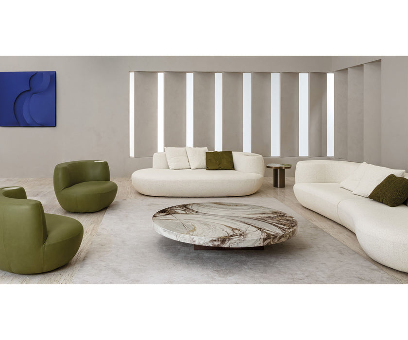 Decoro decorative coffee table by Rugiano with a hand-finished artistic tabletop.