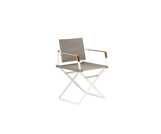 Folding outdoor armchair with marine plywood arms and powder-coated aluminum frame – Casa Design Group