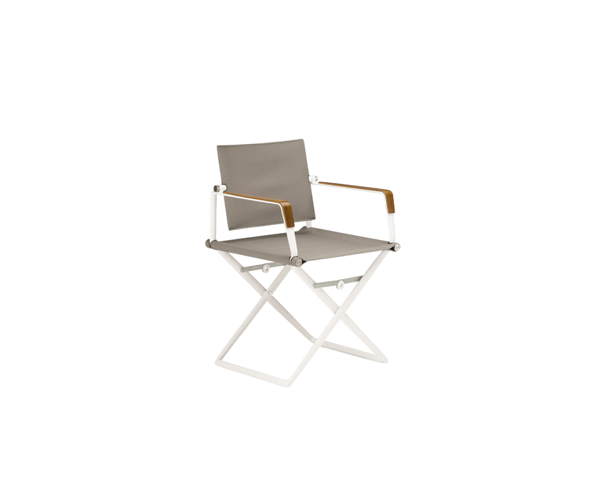 Folding outdoor armchair with marine plywood arms and powder-coated aluminum frame – Casa Design Group
