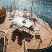 Folding outdoor armchair with marine plywood arms and powder-coated aluminum frame – Casa Design Group