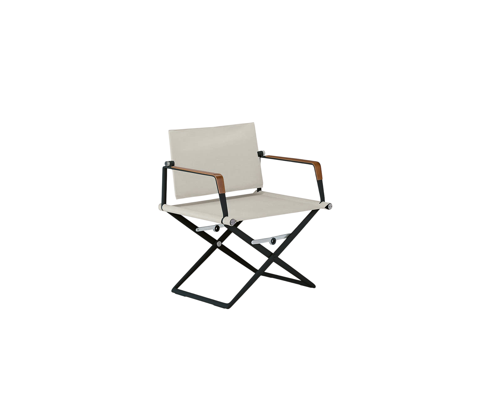 Dedon Seax Lounge Chair with teak-finished plywood armrests and foldable aluminum frame – Casa Design Group