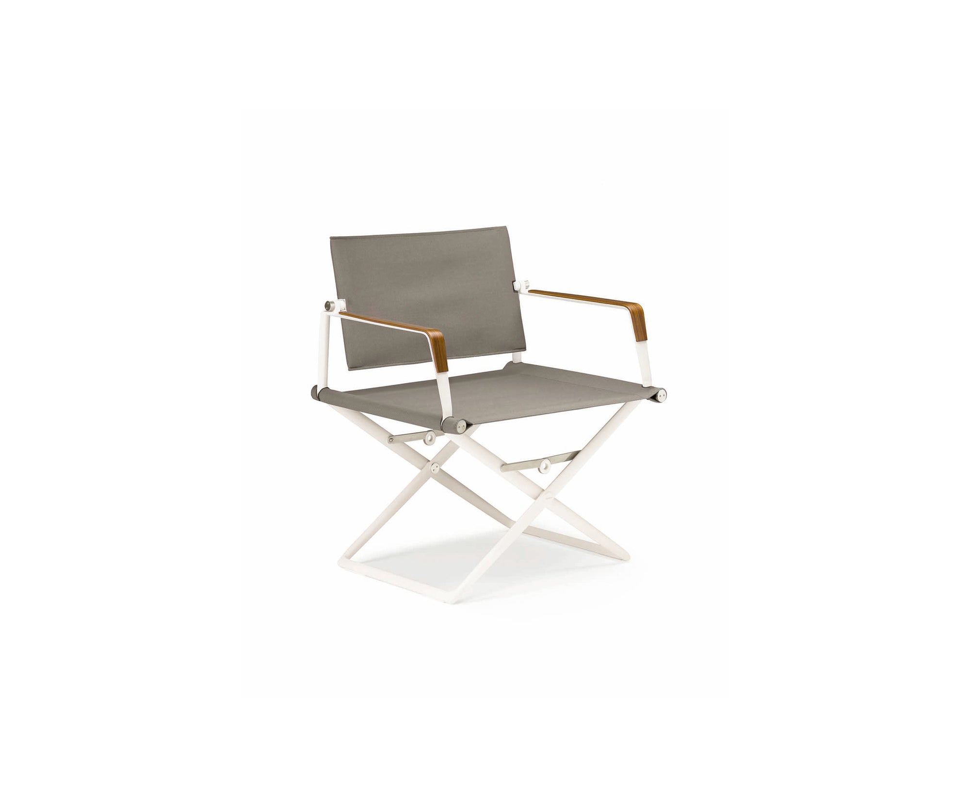 Dedon Seax Lounge Chair with teak-finished plywood armrests and foldable aluminum frame – Casa Design Group