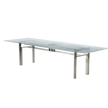 Doge Laguna Dining Table by Cassina with extra-clear textured glass top and steel base Casa Design Group