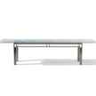 Doge Laguna Dining Table by Cassina with extra-clear textured glass top and steel base Casa Design Group
