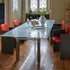 Doge Laguna Dining Table by Cassina with extra-clear textured glass top and steel base Casa Design Group