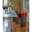 Doge Laguna Dining Table by Cassina with extra-clear textured glass top and steel base Casa Design Group