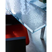 Doge Laguna Dining Table by Cassina with extra-clear textured glass top and steel base Casa Design Group