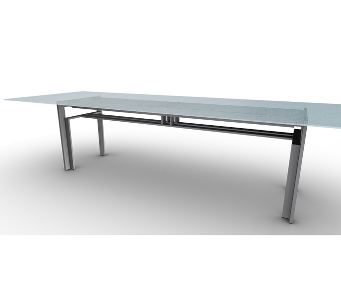 Doge Laguna Dining Table by Cassina with extra-clear textured glass top and steel base Casa Design Group