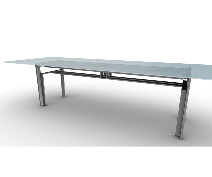Doge Laguna Dining Table by Cassina with extra-clear textured glass top and steel base Casa Design Group