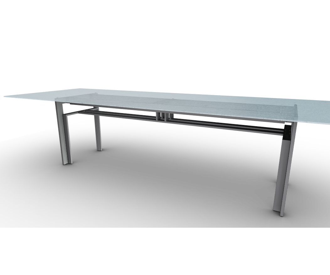 Doge Laguna Dining Table by Cassina with extra-clear textured glass top and steel base Casa Design Group