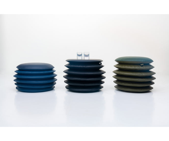 DS-5050 Macaron adjustable leather pouf by de Sede with sculptural stacked cushion design | Casa Design Group