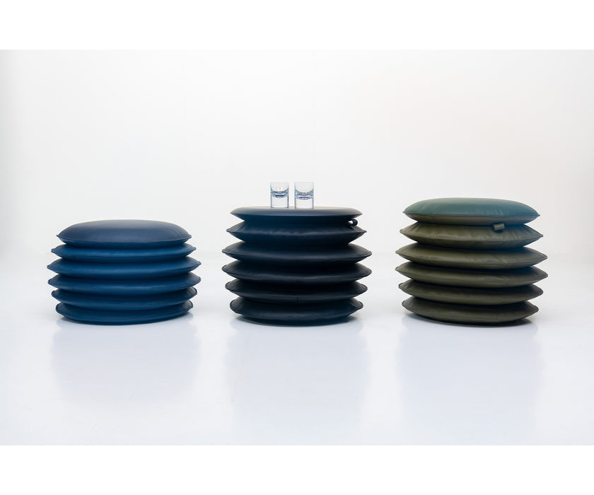 DS-5050 Macaron adjustable leather pouf by de Sede with sculptural stacked cushion design | Casa Design Group