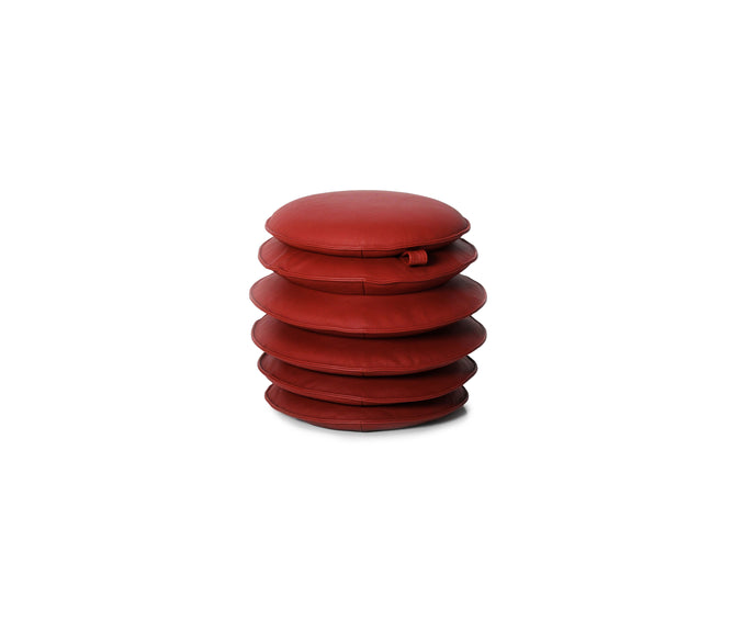 DS-5050 Macaron adjustable leather pouf by de Sede with sculptural stacked cushion design | Casa Design Group