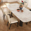 DUO Dining Chair with a high upholstered backrest, solid ash wood legs and tailored leather or fabric upholstery by Ceccotti Collezioni | Casa Design Group