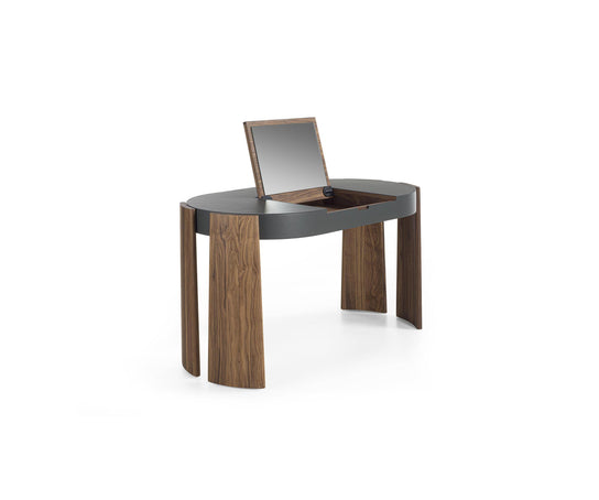 Eclisse solid wood and leather vanity with lift-up mirror by Riva 1920 | Casa Design Group