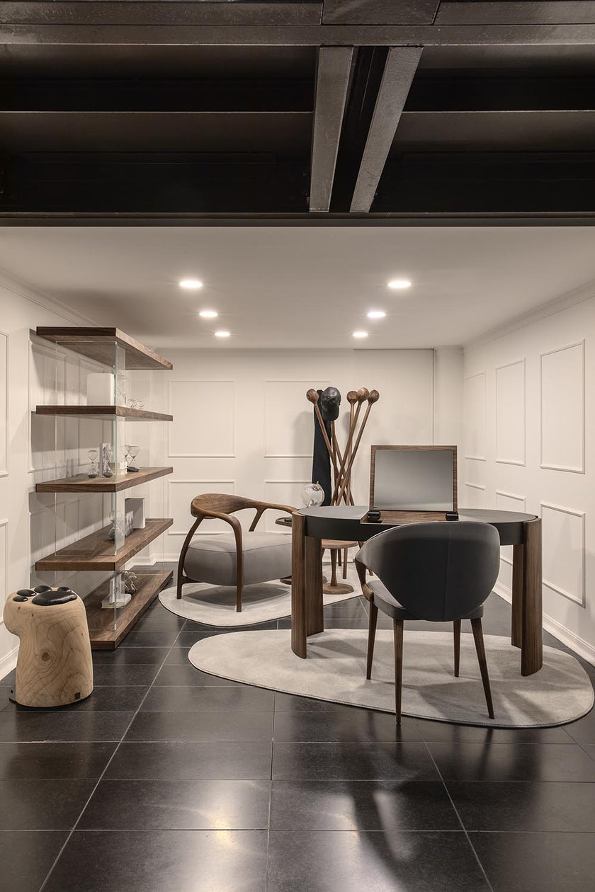 Eclisse solid wood and leather vanity with lift-up mirror by Riva 1920 | Casa Design Group