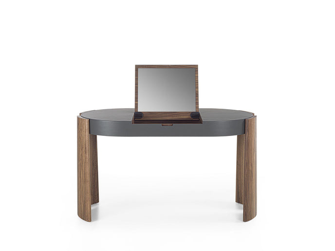 Eclisse solid wood and leather vanity with lift-up mirror by Riva 1920 | Casa Design Group