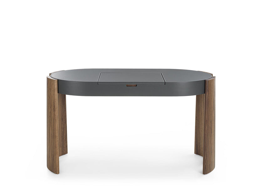 Eclisse solid wood and leather vanity with lift-up mirror by Riva 1920 | Casa Design Group