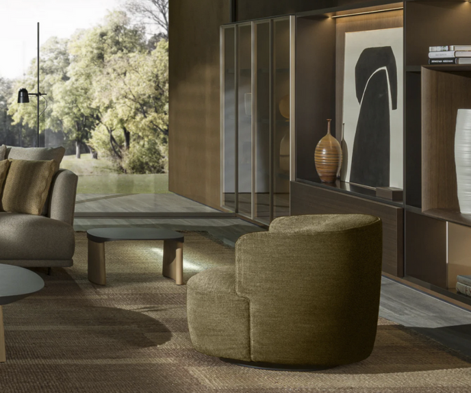 High End Elain Lounge Chair Cognac Brown Leather by Molteni&C Quickship Casa Design Group