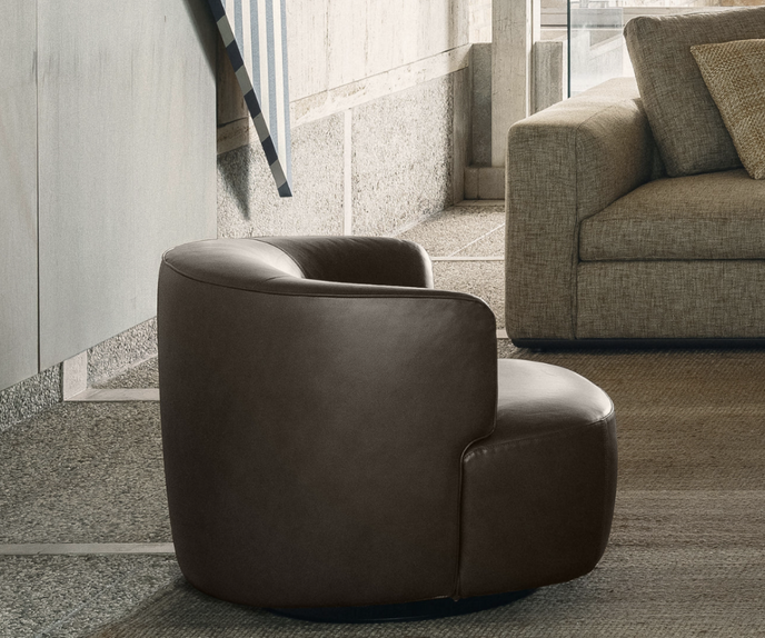 High End Elain Lounge Chair Cognac Brown Leather by Molteni&C Quickship Casa Design Group