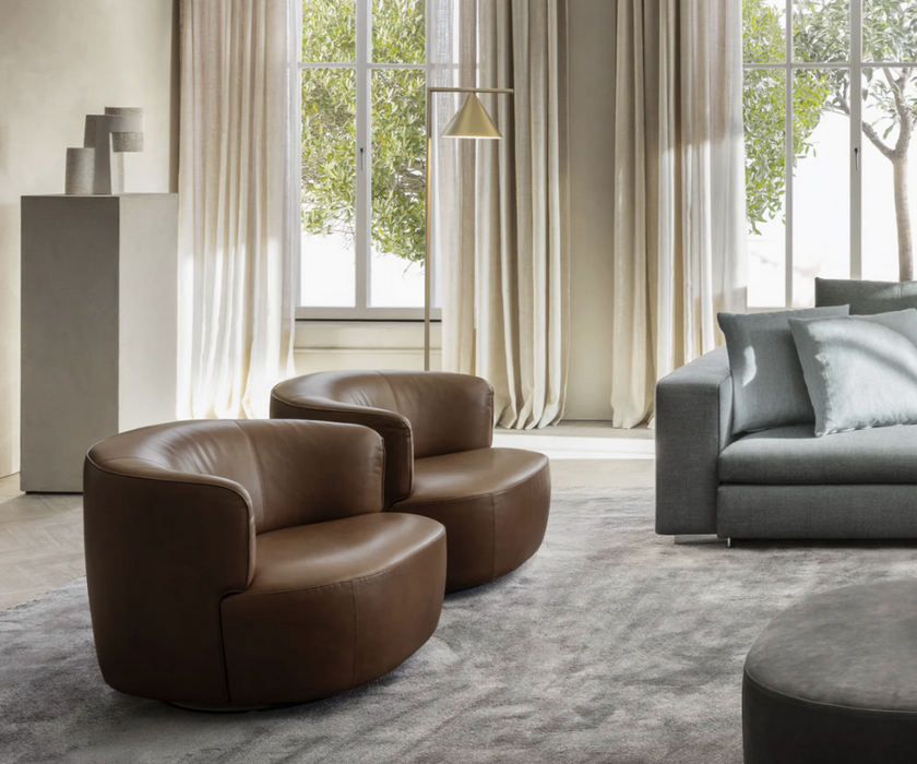 High End Elain Lounge Chair Cognac Brown Leather by Molteni&C Quickship Casa Design Group