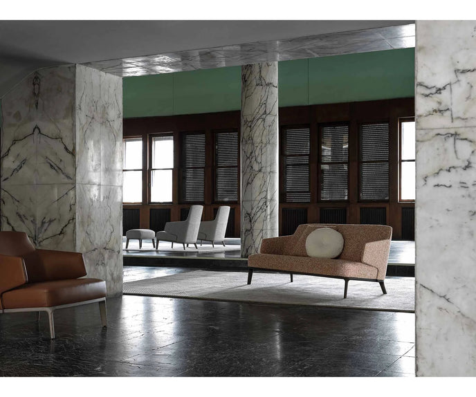 Amanda Sofa by Frigerio with enveloping armrests, ashwood base, and refined Italian design | Casa Design Group