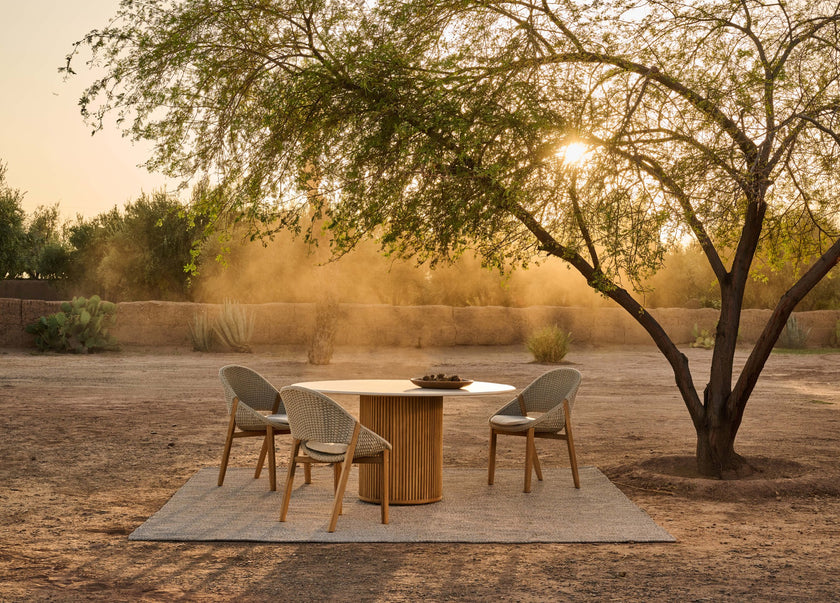 Elio woven teak dining chair by Yabu Pushelberg for Tribù | Casa Design Group